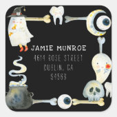 Little Ghost Halloween | Retouradreslabel Vierkante Sticker (Voorkant)