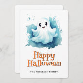 Little Ghost Happy Halloween Kaart (Voorkant / Achterkant)