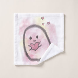 Little ghost holding a heart  washandje