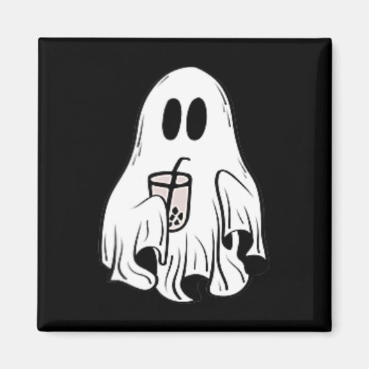 Little Ghost Ice Coffee Fun Happy Halloween Magneet (Voorkant)