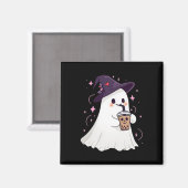 Little Ghost Ice Coffee Spooky Seizoen Schattige G Magneet (Voorkant / Achterkant)