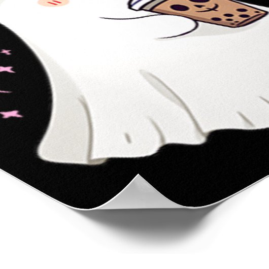 Little Ghost Ice Coffee Spooky Seizoen Schattige G Poster (Hoek)