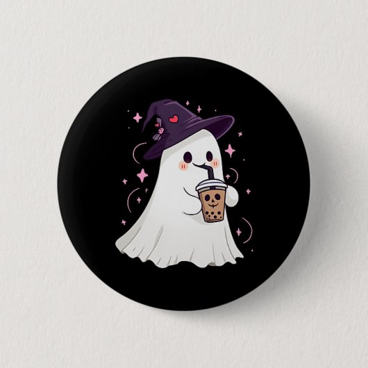 Little Ghost Ice Coffee Spooky Seizoen Schattige G Ronde Button 5,7 Cm (Voorkant)