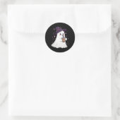 Little Ghost Ice Coffee Spooky Seizoen Schattige G Ronde Sticker (Tas)