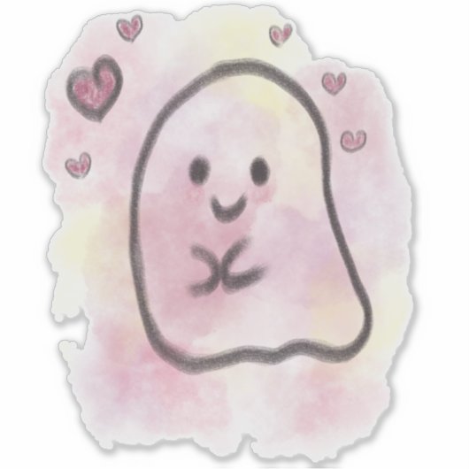 Little ghost is in love sticker (Voorkant)