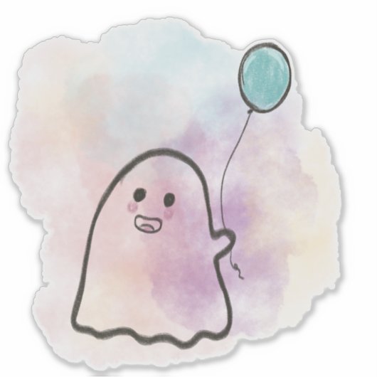 Little ghost with balloon  sticker (Voorkant)