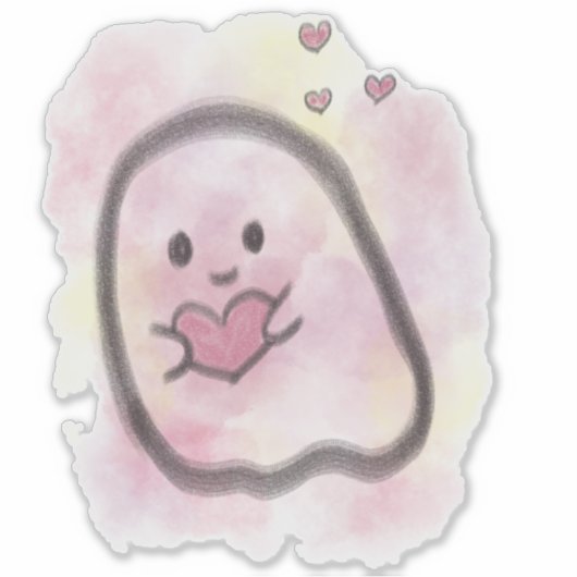 Little ghost with heart sticker (Voorkant)