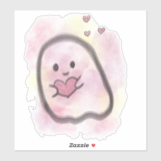 Little ghost with heart  sticker (Vel)