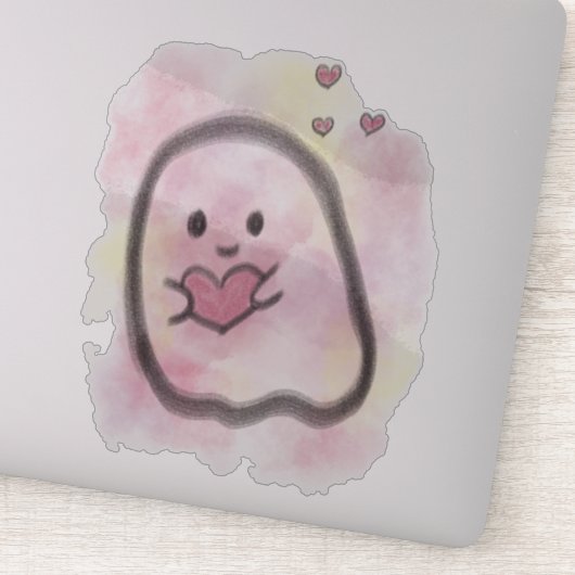 Little ghost with heart  sticker (Detail)