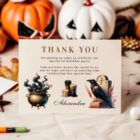 Little Ghoul eerste verjaardag Bedankkaart