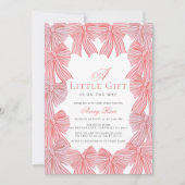 Little Gift Pink & Red Bow / lint Meisje Baby show Kaart (Voorkant)