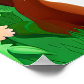 Little Ginger Brown Kat in een bloemenveld Poster (Hoek)