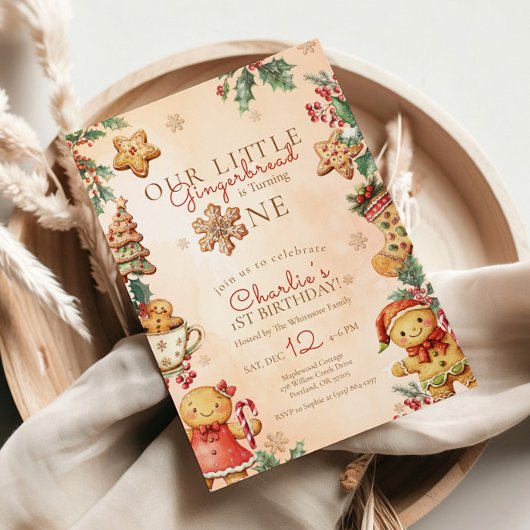 Little Gingerbread 1st Birthday Christmas Kaart