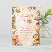 Little Gingerbread 2nd Birthday Christmas Kaart (Staand voorkant)