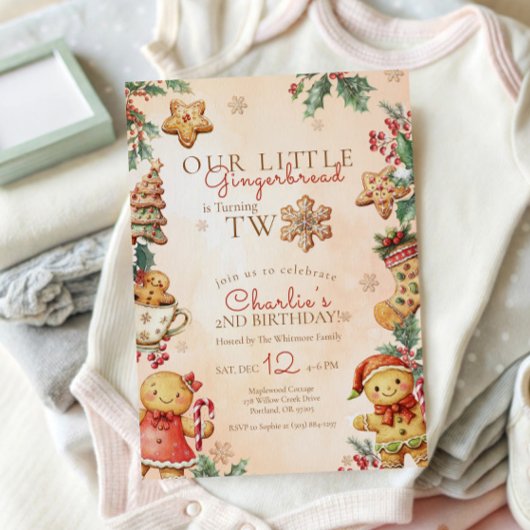 Little Gingerbread 2nd Birthday Christmas Kaart