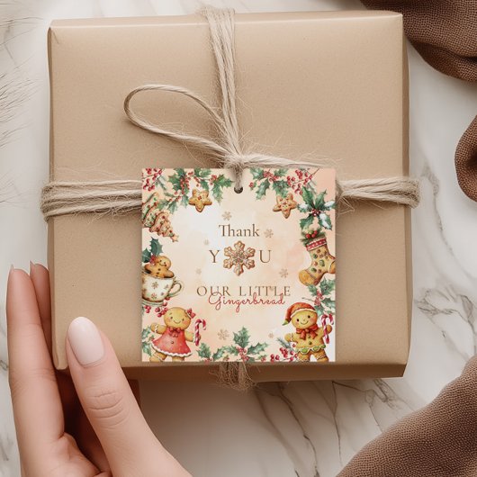 Little Gingerbread Birthday Christmas Thank you  Bedankjes Labels