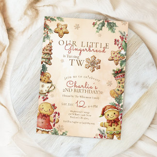 Little Gingerbread Christmas 2nd Birthday Kaart