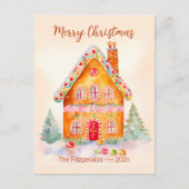 Little Gingerbread House Vintage Christmas Briefkaart (Voorkant)