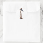 "Little Giraffe" Waterverf in het wild levende die Ronde Sticker (Tas)