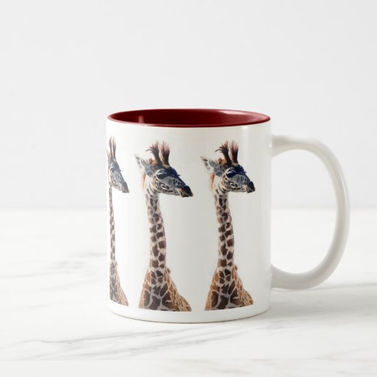 "Little Giraffe" Waterverf in het wild levende die Tweekleurige Koffiemok (Rechts)