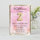 Little Girl 2e verjaardag Pink and Gold Kaart (Staand voorkant)