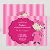Little Girl Afstudeerder Afstuderen Invitation Roz Kaart (Voorkant / Achterkant)