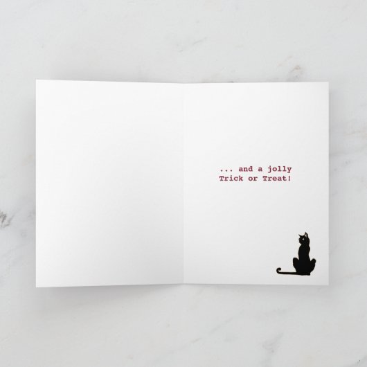 Little Girl and Black Cat  Halloween Kaart (Binnen)