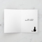 Little Girl and Black Cat  Halloween Kaart (Binnen)