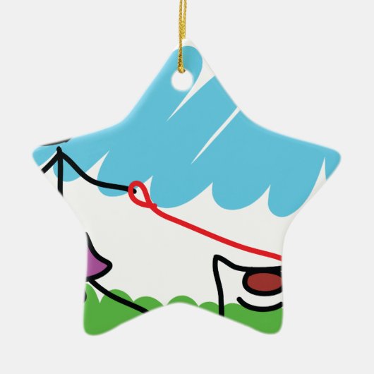 Little Girl and Dog Drawing Keramisch Ornament (Voorkant)