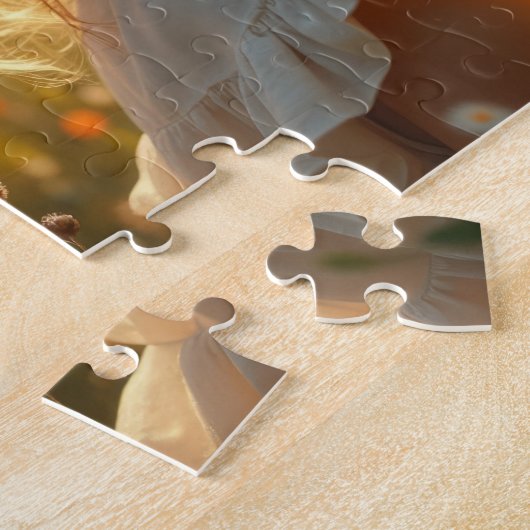 Little girl and the turtle in the wildflowers legpuzzel (Zijkant)