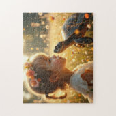 Little girl and the turtle in the wildflowers legpuzzel (Verticaal)