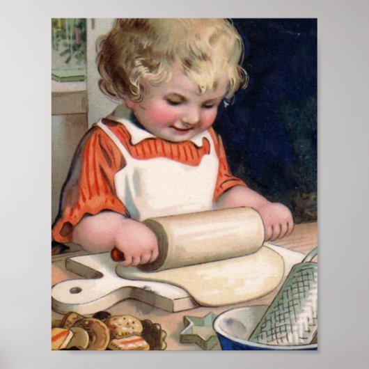 Little Girl Baking Cookies Poster (Voorkant)