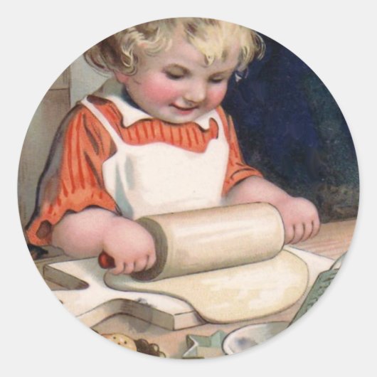 Little Girl Baking Cookies Ronde Sticker (Voorkant)