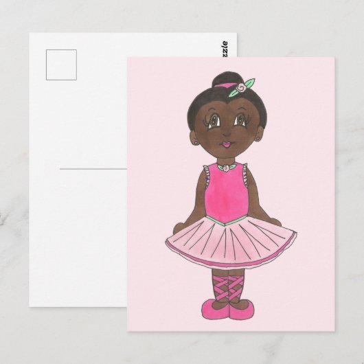 Little Girl Ballerina Ballet Dancer Pink Rose Tutu Briefkaart (Voorkant / Achterkant)