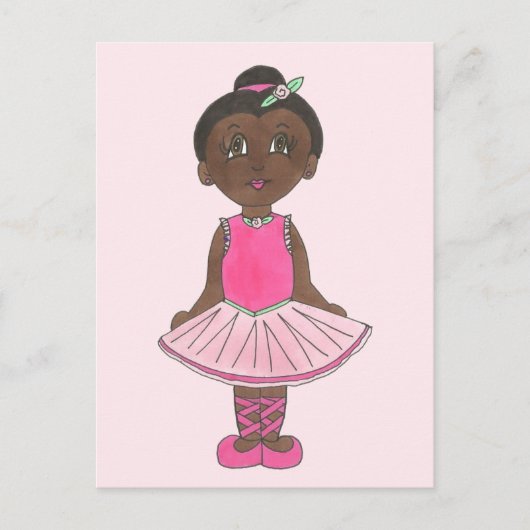Little Girl Ballerina Ballet Dancer Pink Rose Tutu Briefkaart (Voorkant)