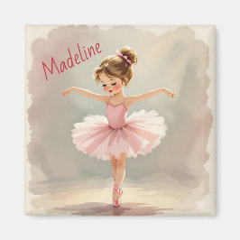Little Girl Ballerina in Pink Tutu Personalized Magneet