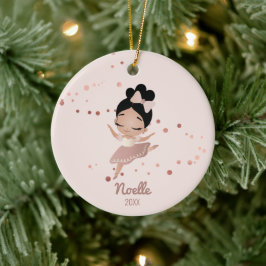 Little Girl Ballerina met Bow, Roos Gold Keramisch Ornament
