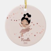 Little Girl Ballerina met Bow, Roos Gold Keramisch Ornament (Voorkant)