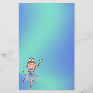 Little Girl Ballet Dancer met Crown and Wand Scra Briefpapier
