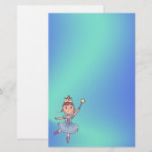 Little Girl Ballet Dancer met Crown and Wand Scra Briefpapier (Voorkant / Achterkant)