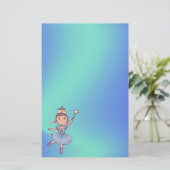 Little Girl Ballet Dancer met Crown and Wand Scra Briefpapier (Staand voorkant)