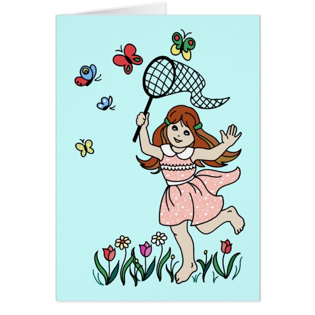 Little Girl Barefoot in Park and Butterfly Net (Voorkant)