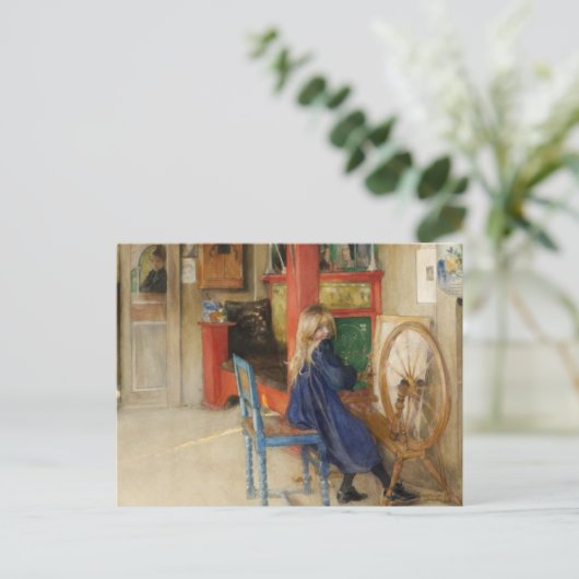 Little Girl bij draaiend wiel Briefkaart (Staand voorkant)