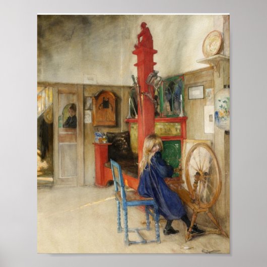 Little Girl bij draaiend wiel Poster (Voorkant)