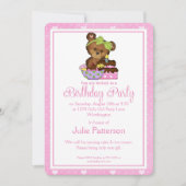 Little Girl Birthday Party Invitation Girly Beer 2 Kaart (Voorkant)