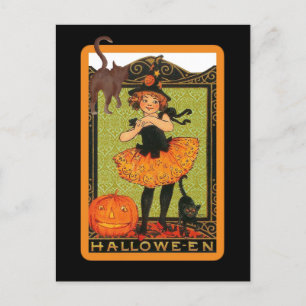 Little Girl Black Cat Briefkaart Invitation