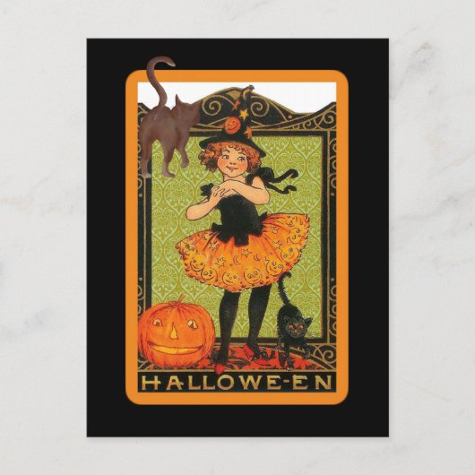 Little Girl Black Cat Briefkaart Invitation (Voorkant)