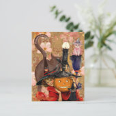 Little Girl Black Cat Pumpkin Briefkaart (Staand voorkant)