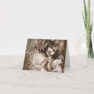 Little Girl BLANK Note Card Kaart