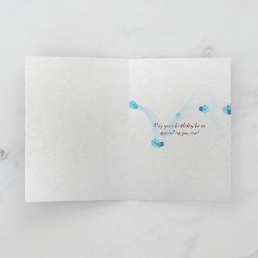 little girl blowing dandelion seed birthday kaart (Binnen)